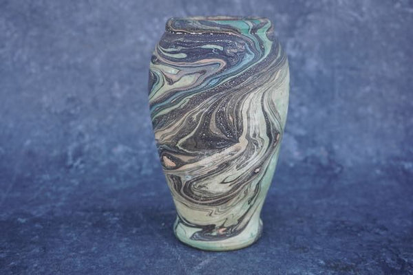 Bauer Polychrome Marbleized Bisque Vase circa 1920s B3262