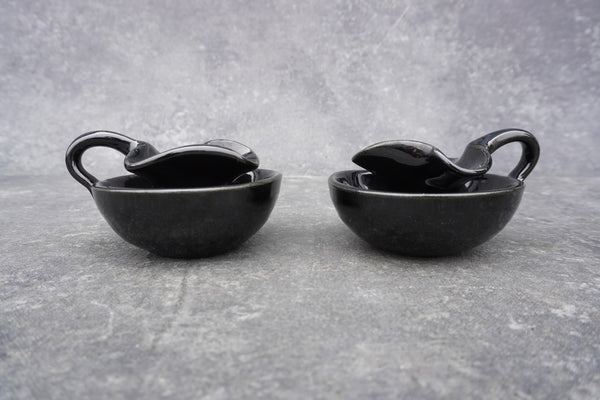 Pair of Bauer Matt Carlton Black Candleholders B3269