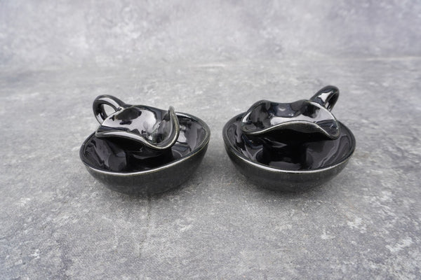 Pair of Bauer Matt Carlton Black Candleholders B3269