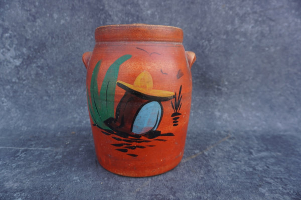 Stoneware Mexicana Cookie Jar - Hand-painted 1930s B3289