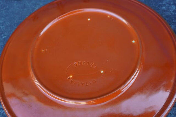 Bud Upton Catalina Palm Tree Plate 1930s in Toyon Red Glaze C675