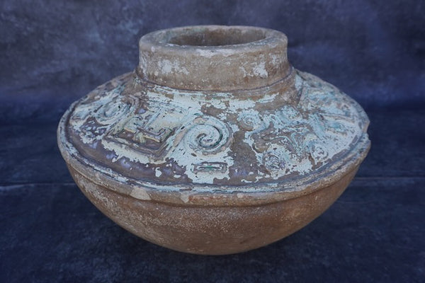 Italian Terra Cotta Indian Bowl w Original Paint Traces circa 1922-35 CA2541