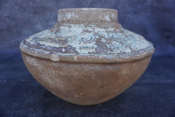 Italian Terra Cotta Indian Bowl w Original Paint Traces circa 1922-35 CA2541