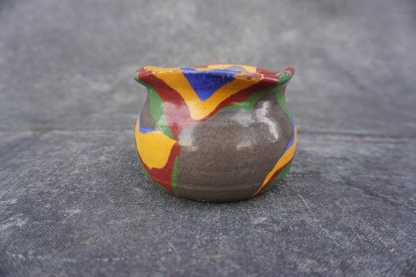 Ozark Roadside Pottery Wavy-Lipped Vase in Gray & Green & Blue & Caramel & Tan CA 2547