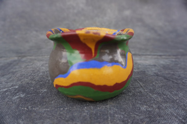 Ozark Roadside Pottery Wavy-Lipped Vase in Gray & Green & Blue & Caramel & Tan CA 2547
