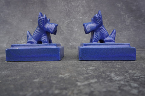 Tudor Pottery Scotty Dog Bookends in Blue CA2559