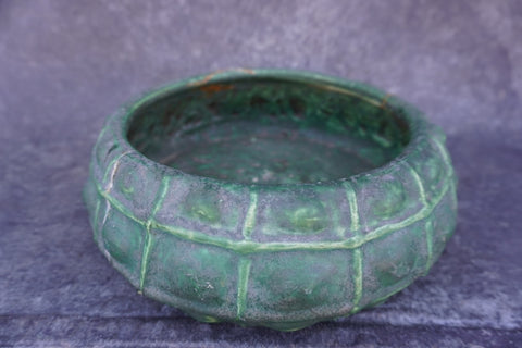 Matte Green Arts & Crafts Pottery Low Bowl c 1910 CA2578