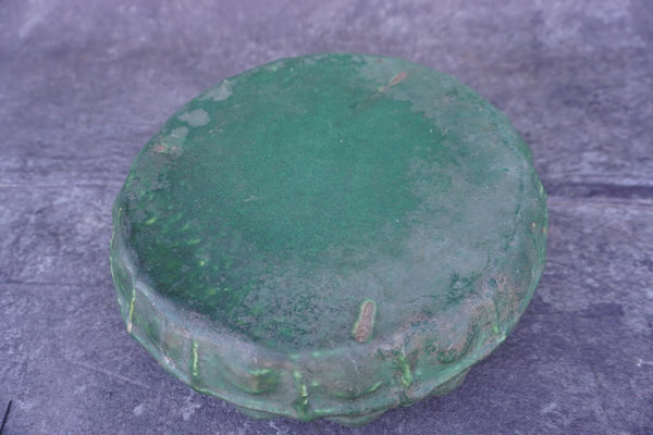 Matte Green Arts & Crafts Pottery Low Bowl c 1910 CA2578