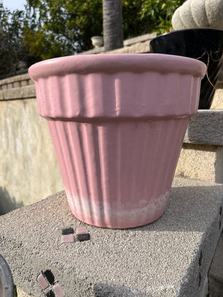 Garden City Pink Glazed Ribbed Jardiniere