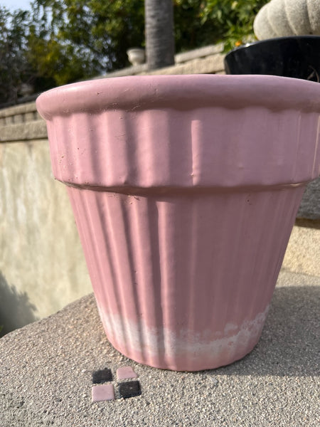 Garden City Pink Glazed Ribbed Jardiniere