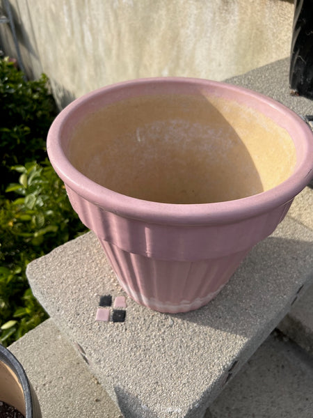 Garden City Pink Glazed Ribbed Jardiniere