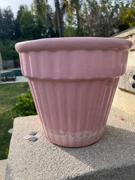 Garden City Pink Glazed Ribbed Jardiniere