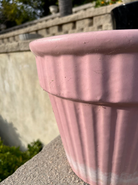 Garden City Pink Glazed Ribbed Jardiniere