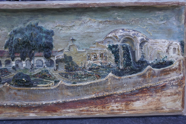 San Juan Capistrano Plaster of Paris Relief Tile c 1920s CA2629