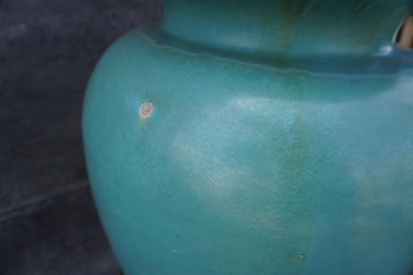 Pacific Oil Jar in Turquoise with Original Wrought Iron Stand CA2646