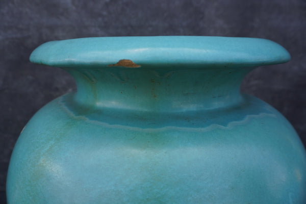 Pacific Oil Jar in Turquoise with Original Wrought Iron Stand CA2646