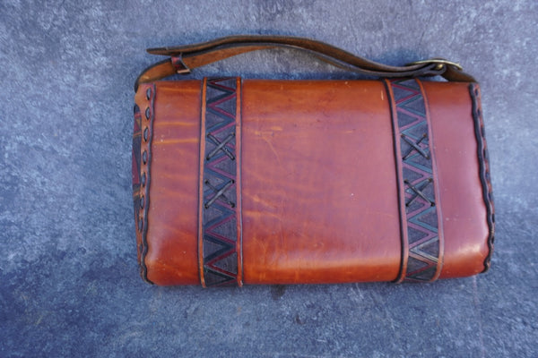 Hand tooled American Indian Style saddle bag