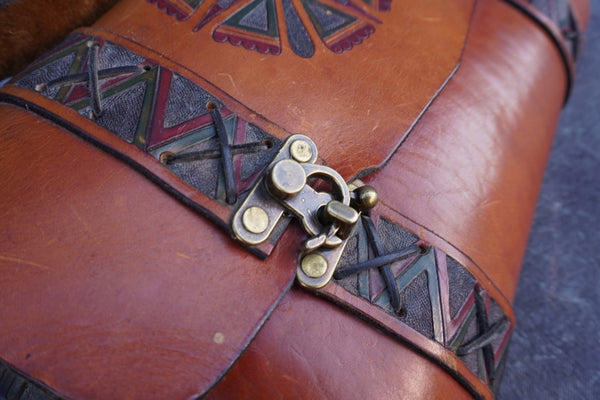 Hand tooled American Indian Style saddle bag