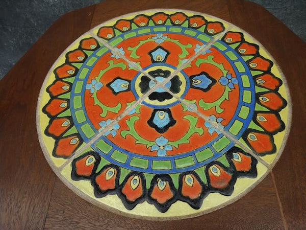 Spanish Revival Octagonal Side Table with Rare Taylor Tile Top F2432