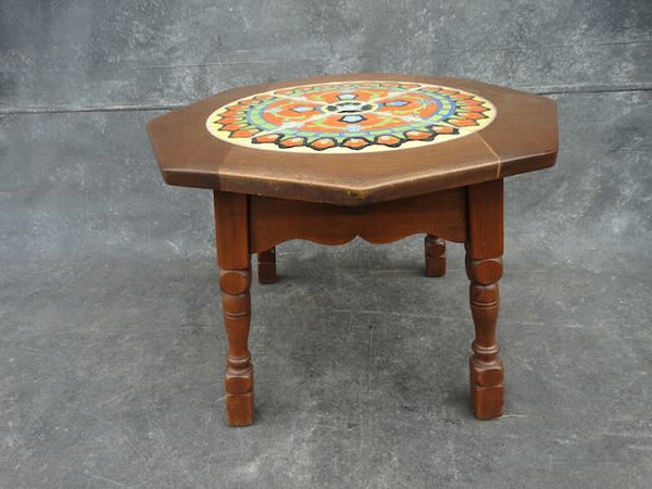 Spanish Revival Octagonal Side Table with Rare Taylor Tile Top F2432