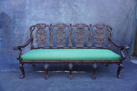 Mexican Colonial Chippendale Settee c 1890 F2491
