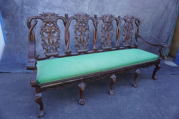 Mexican Colonial Chippendale Settee c 1890 F2491