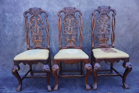 Mexican Colonial Chippendale Set of Three Dining Chairs (American copies of Mexican Originals) F2449