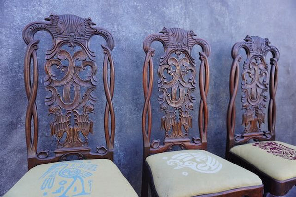 Mexican Colonial Chippendale Set of Three Dining Chairs (American copies of Mexican Originals) F2492