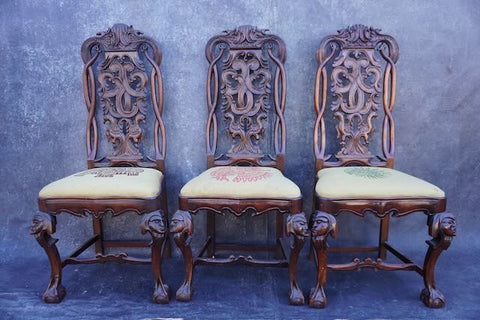 Mexican Colonial Chippendale Set of Three Dining Chairs  F2450
