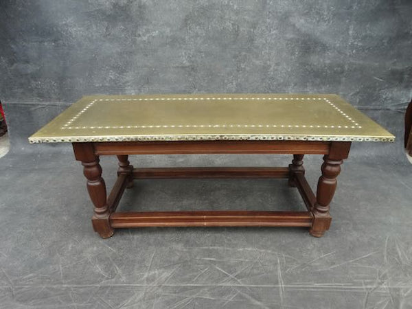 Brass Topped Coffee Table with Walnut base F2451
