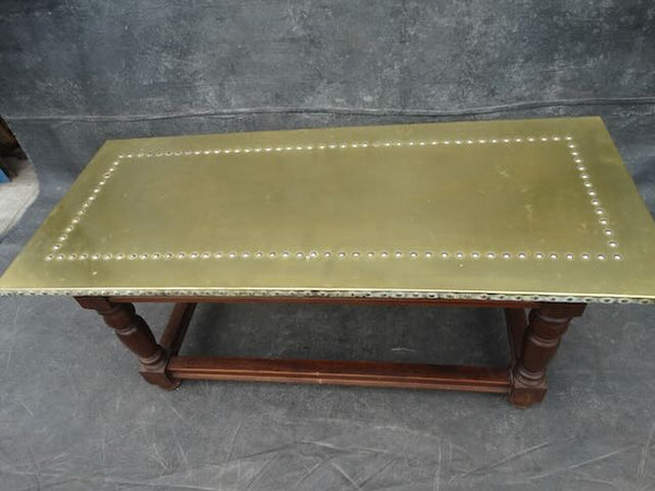 Brass Topped Coffee Table with Walnut base F2451