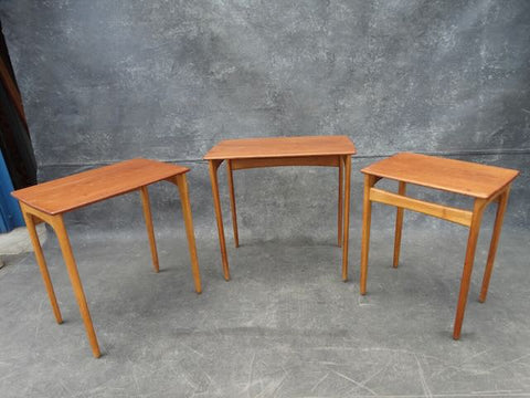 Svend Åge Madsen Set of 3 Teak & Oak Nesting Tables 1950s F2479