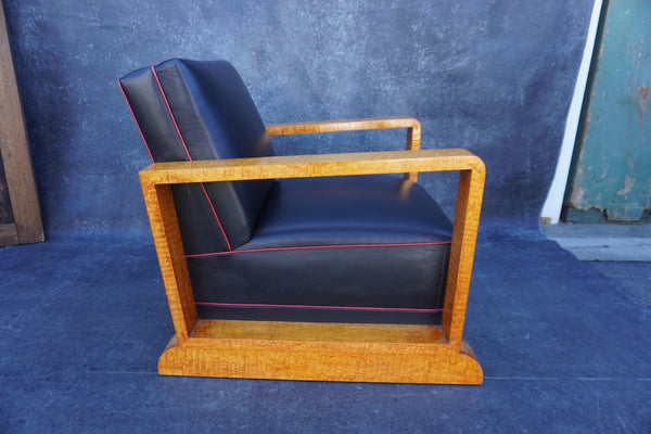 French Art Deco Club Chairs, Pair F2540