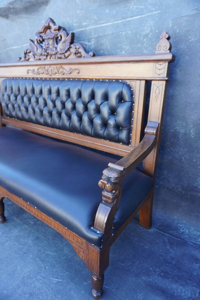 Gilded Age American Gothic Waiting Room Bench in Oak F2541