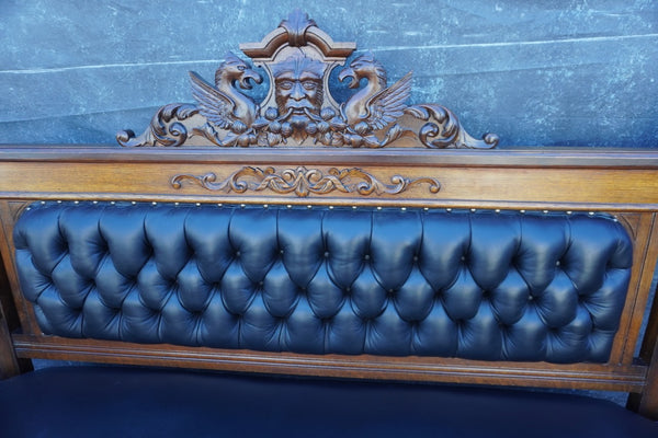 Gilded Age American Gothic Waiting Room Bench in Oak F2541