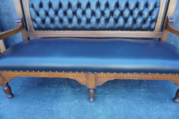 Gilded Age American Gothic Waiting Room Bench in Oak F2541