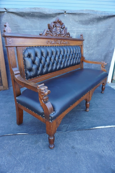 Gilded Age American Gothic Waiting Room Bench in Oak F2541