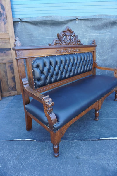 Gilded Age American Gothic Waiting Room Bench in Oak F2541