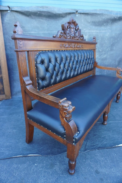 Gilded Age American Gothic Waiting Room Bench in Oak F2541