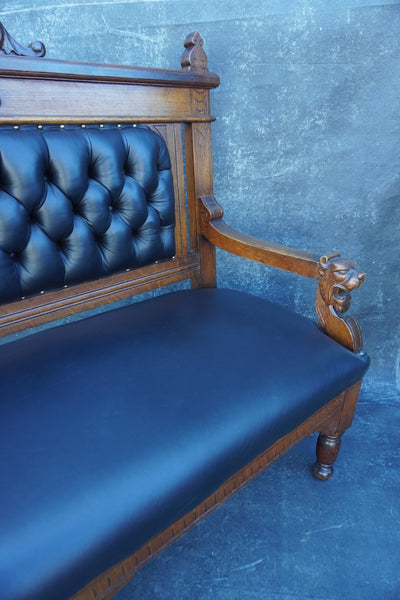 Gilded Age American Gothic Waiting Room Bench in Oak F2541