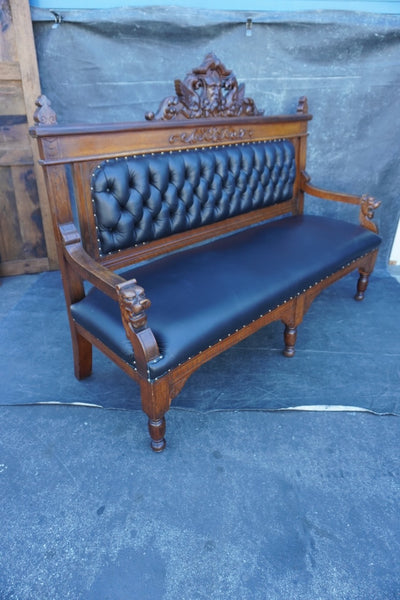 Gilded Age American Gothic Waiting Room Bench in Oak F2541