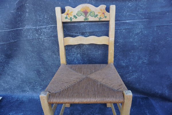 Monterey Rush Seat Side Chair in Desert Dust Finish with Flowers, Branded F2546