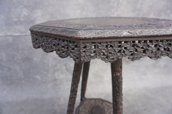 Southeast Asian Colonial Indochine Hand-Carved Side Table F2553