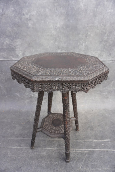 Southeast Asian Colonial Indochine Hand-Carved Side Table F2553