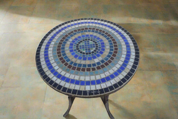 Spanish Revival Wrought Iron & Mosaic Tile Round Table F2561