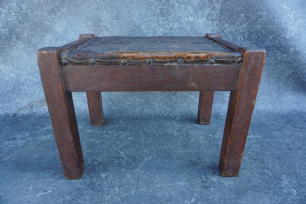 Arts & Crafts Small Leather Topped Stool F2583