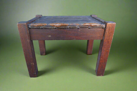 Arts & Crafts Small Leather Topped Stool F2583