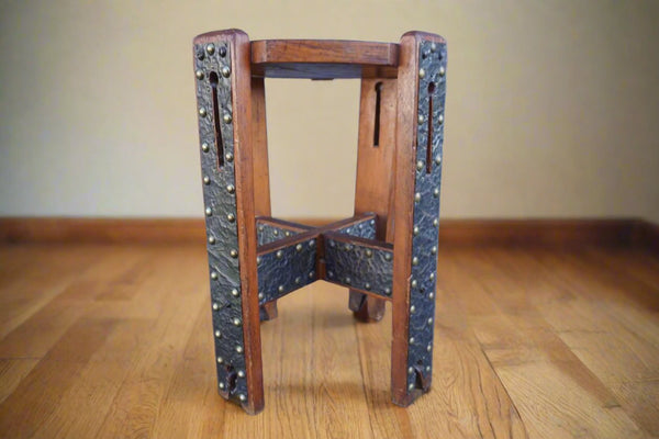 English or Scottish Arts & Crafts Tabouret, Wood and Copper c 1905-10 F2584