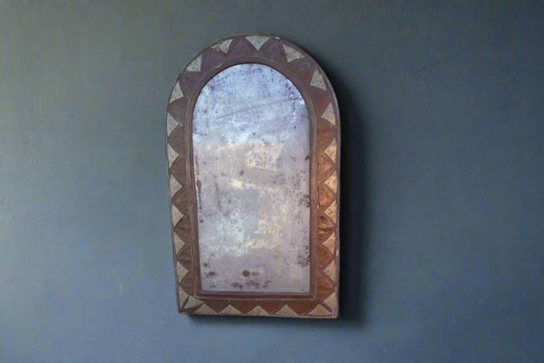 Copper & Silver & Brass Vertical Folk Art Mirror F2585