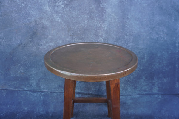 Limbert Copper Top Round Side Table from the Hotel McAlpin NYC  c 1912 F2587